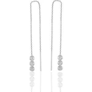 Söğütlü Silver Gümüş Zirkon Taşlı Pırıltılı Zincir Küpe