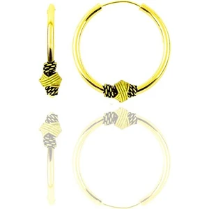 Söğütlü Silver Gümüş Altın Yaldızlı 14 mm Işlemeli Halka Küpe