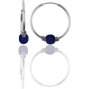 Söğütlü Silver Gümüş 12 mm Mini Çivit Mavisi Halka Küpe