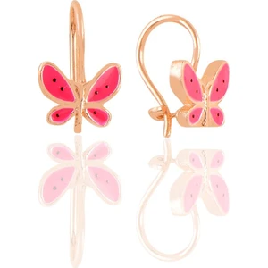 Söğütlü Silver Gümüş Rose Fuşya Mineli Çengelli Gümüş Kelebek Küpe