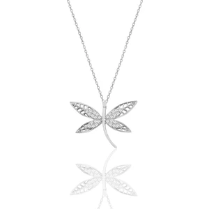 Söğütlü Silver Gümüş Beyaz Altın Zirkon Taşlı Yusufçuk Kolye