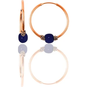 Söğütlü Silver Gümüş Rose 14 mm Çivit Mavisi Halka Küpe