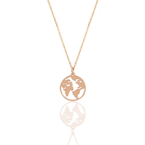 Söğütlü Silver Gümüş Rose Dünya Haritası Kolye