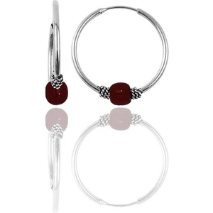 Söğütlü Silver Gümüş 14 mm Mercan Renkli Halka Küpe