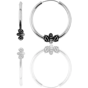 Söğütlü Silver Gümüş 17 mm Işlemeli Halka Küpe
