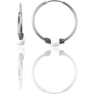 Söğütlü Silver Gümüş 12 mm Mini Beyaz Taşlı Halka Küpe