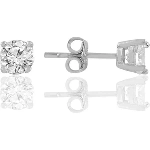 Söğütlü Silver Gümüş Pırlanta Montürlü 5 mm Tek Taş Küpe