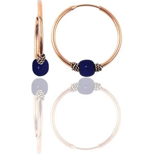 Söğütlü Silver Gümüş Rose 12 mm Mini Çivit Mavisi Halka Küpe