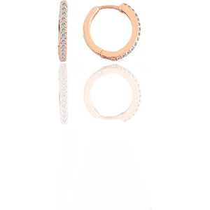 Söğütlü Silver Gümüş Rose Zirkon Taşlı 12 mm Halka Küpe