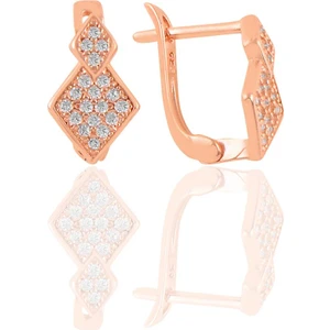 Söğütlü Silver Gümüş Rose Zirkon Taşlı Baklava Dilimi J Küpe