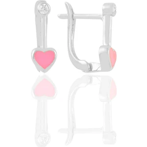 Söğütlü Silver Gümüş Pembe Mineli ve Zirkon Taşlı Kalp Küpe