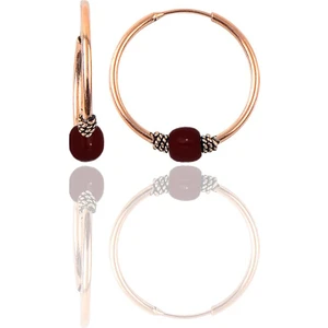 Söğütlü Silver Gümüş Rose 17 mm Mercan Renkli Halka Küpe