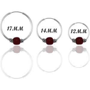 Söğütlü Silver Gümüş Mercan Renk Taşlı Üç Boydan Oluşan Halka Küpeler