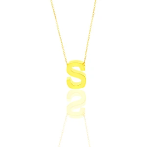 Söğütlü Silver Gümüş Altın Yaldızlı Üç Boyutlu Minimal S Harf Kolye