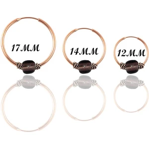 Söğütlü Silver Gümüş Rose Açık Kahverengi Taşlı Üç Boydan Oluşan Halka Küpeler