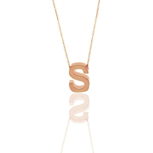 Söğütlü Silver Gümüş Rose Üç Boyutlu Minimal Ş Harf Kolye