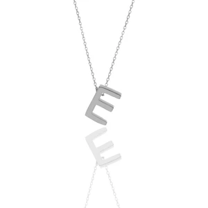 Söğütlü Silver Gümüş Üç Boyutlu Minimal E Harf Kolye