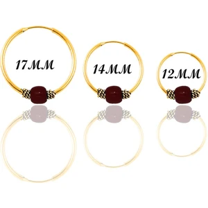 Söğütlü Silver Gümüş Altın Yaldızlı Mercan Renk Taşlı Üç Boydan Oluşan Halka Küpeler