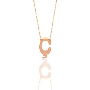 Söğütlü Silver Gümüş Rose Üç Boyutlu Minimal Ç Harf Kolye