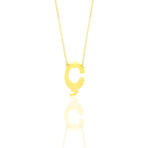 Söğütlü Silver Gümüş Altın Yaldızlı Üç Boyutlu Minimal Ç Harf Kolye