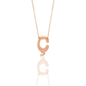 Söğütlü Silver Gümüş Rose Üç Boyutlu Minimal C Harf Kolye