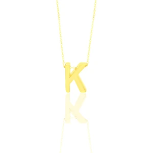 Söğütlü Silver Gümüş Altın Yaldızlı Üç Boyutlu Minimal K Harf Kolye
