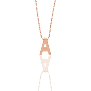 Söğütlü Silver Gümüş Rose Üç Boyutlu Minimal A Harf Kolye