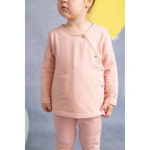 Kız Bebek Pudra Çıtçıtlı Cep Detaylı Kruvaze Sweatshirt (9AY-4YAŞ)