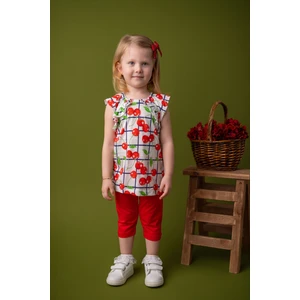 Kız Bebek Kırmızı Cherry Desenli T-Shirt ve Tayt Takım (9AY-4YAŞ)