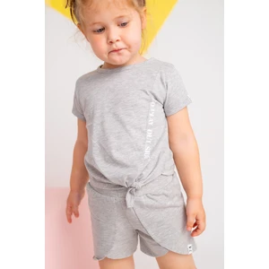 Kız Bebek Gri Bağlamalı Crop T-Shirt (9AY-4YAŞ)