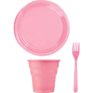 Boncuk Avm Pembe Tabak Bardak Çatal Set 75 Parça