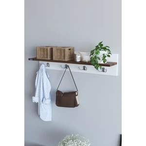 Rose Duvar Askısı Vestiyer Portmanto - Ceviz / Beyaz