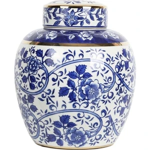 Lucky Art Mavi Çiçekli Kup 22 x 22 x 25 cm