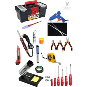 22 Parça El Aleti Seti,dolu 14INÇ Takım Çantası (60WATT Lehim HAVYA+20WATT Silikon Tabancası)