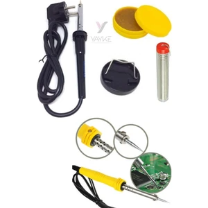 40 Watt Profesyonel Lehim Kalem Havya Lüx Set Lehim Teli +Lehim Pastası +Mini Sehpa