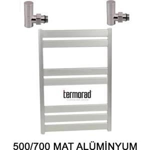 Mat Alüminyum Havlupan 50*70 cm Termorad Petsa Slim +2 Adet Radyatör Havlupan Vanası Mat 1/2'