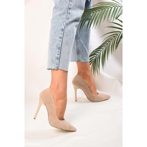 Kadin Ten Süet Klasik Topuklu Stiletto