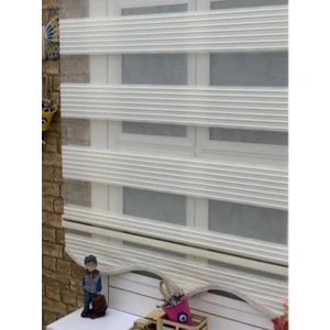 Ekru Zebra Perde Pliseli Etek Dilimli SO1700