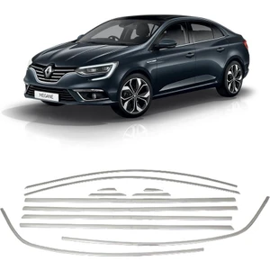 Araba Alışveriş Renault Megane 4 Sedan 12 Parça Paslanmaz Krom Cam Çerçeve Çıta Seti