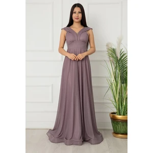 Ruby 13280 Simli Tül Uzun Elbise