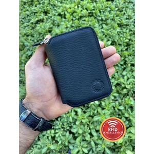 Mini Petty Deri Cüzdan Kartlık Bölmeli Fermuarlı Güvenli Kullanım