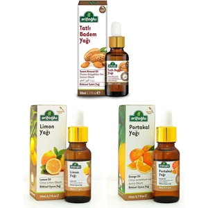 Narenciye Aroma Terapi Seti: Portakal Yağı 20 ml + Limon Yağı 20 ml + Tatlı Badem Yağı 50 ml