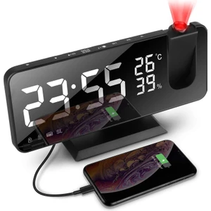 Projeksiyon Çalar Saat USB Şarjlı Radyo Dijital Saat (Yurt Dışından)