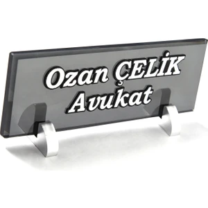 İsme Özel Kabartma Isimlik Kirstal Şeffaf Camlı ve Ayaklı Gümüş