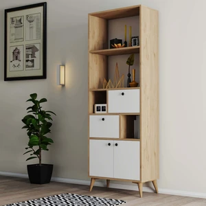 Ninova Beyaz Suntalam Kitaplık 69x195x35 cm Modern Tasarım Geniş Depolama Kapasiteli