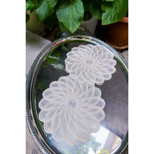 Emtory Home  6 Adet Fransız Tarzı Modern Krem Simli Bardak Altlığı & Kokteyl Peçetesi