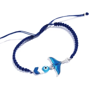 Funny Takı Nazar Boncuklu Hematit Taşlı Mavi Mineli Deniz Kızı Kuyruğu Şeklinde Bileklik