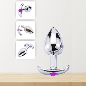 Mor Renkli Taşlı Metal Anal Plug Tıkaç Model 2