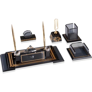 İsme Özel Kabartma Kristal Vip Sümen Takım Deri Özel Kutulu Masasütü İsimlik Siyah