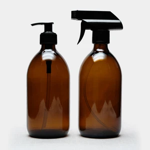 Trichi Design 500ML Amber Cam Sıvı Sabunluk ve Sprey Şişe ( 2 Adet )